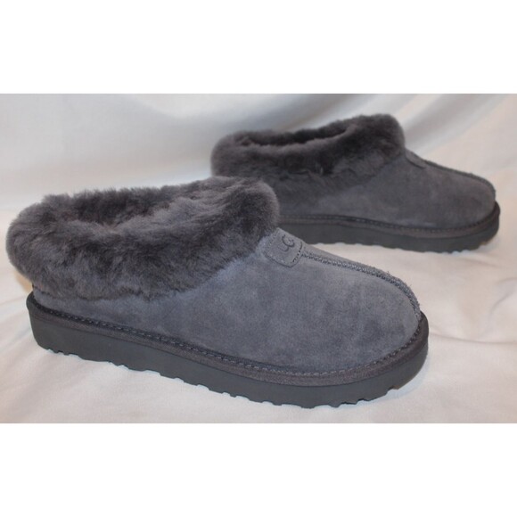 NIB UGG WOMEN'S TAZETTE SUEDE‎ SHEARLING SLIP ON SLIPPERS OBS BLUE NIB - Picture 1 of 8
